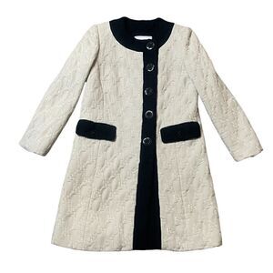 Milly Cream Vintage Style Basketweave Peacoat